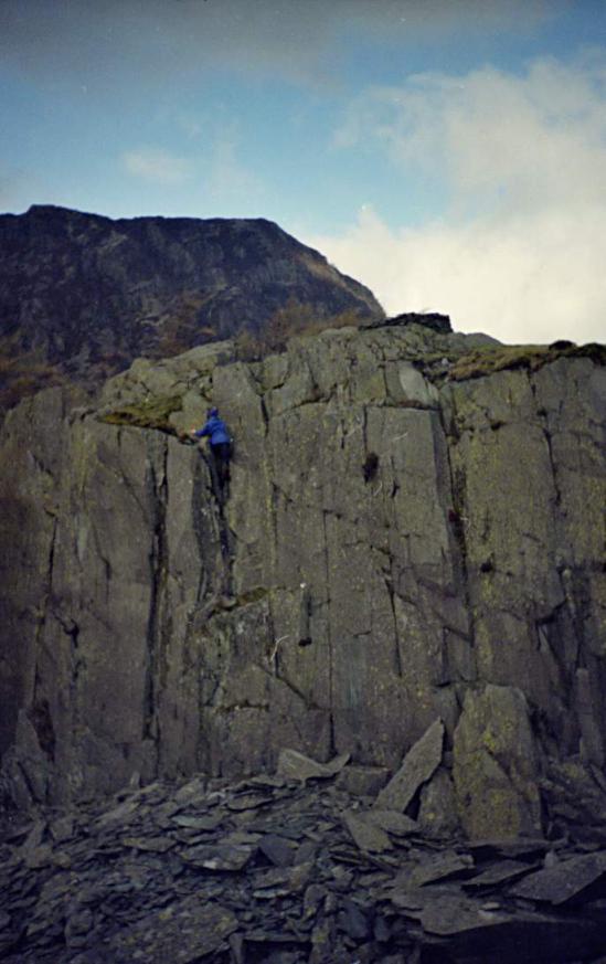 1991-04-07c.jpg - Playing in the Castle Crag summit quarry