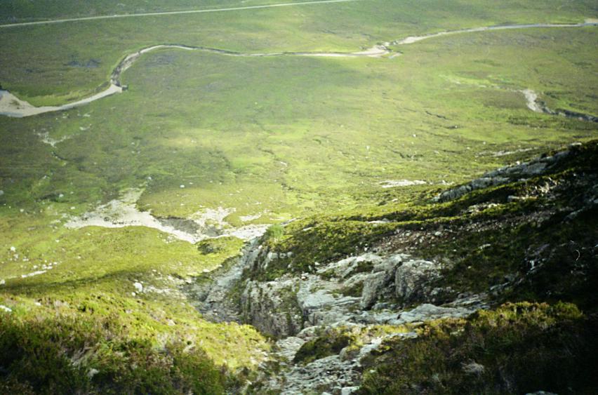 1991-09-09b.jpg - Looking down from Buachaille Etive Mor