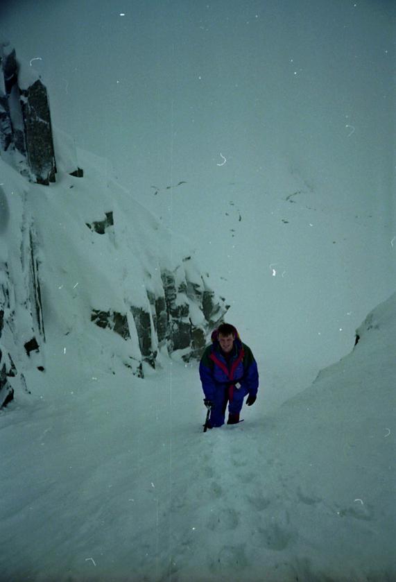 1994-01-07a.jpg - Simon in Central Gully, Great End