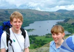 Pete and Lottie getting in the way of seeing Ullswater from Arnison Crag