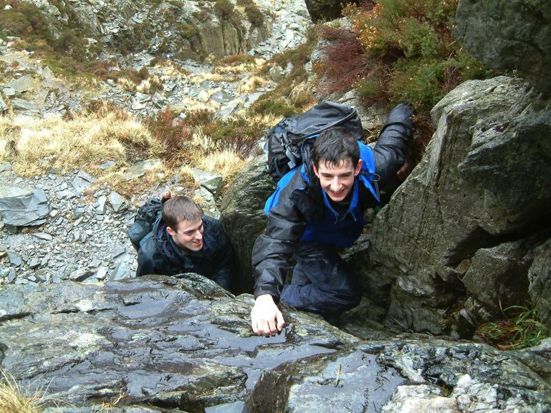 20040326-104432.jpg - Michael and Dave in Milestone Gully, Tryfan