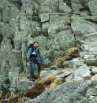 Descending the rocky step