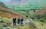 Peter, Becky and Lottie ascending by Mill Gill