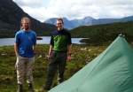 Toby & Matt by Dave's tent, Loch an Eòin
