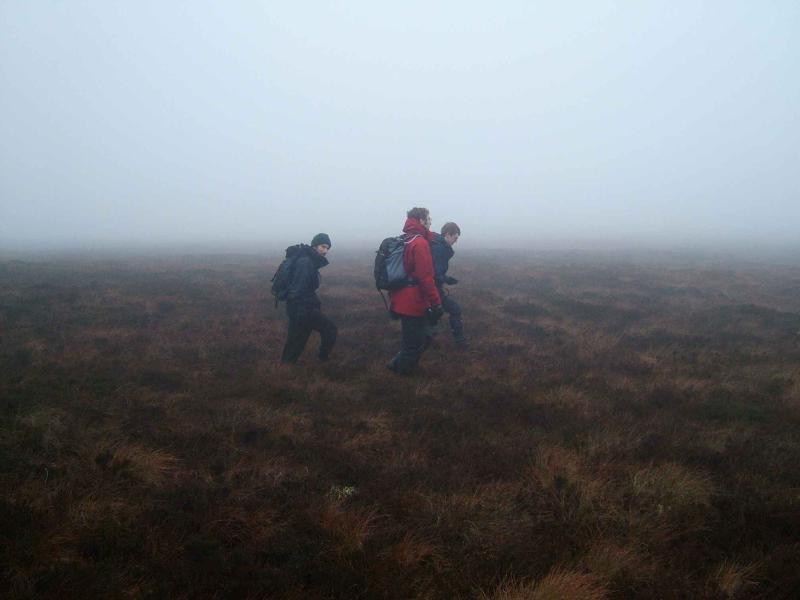 20041114-134724.jpg - Sunday's weather wasn't quite as nice - Matt, Tom and David in the mist