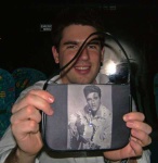 Andy shows off his Elvis handbag