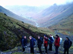 Monday's group above Wasdale on the Corridor Route (Jack, Peter, Dave, Tom, SteveEG, Tom, David)