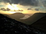 Winter afternoon sun behind Wastwater Screes