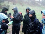 Meeting the other group in the rain just outside Little Stretton