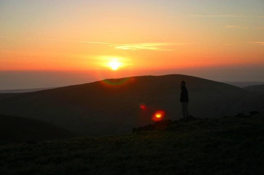 20050325-183452.jpg - Dave enjoys the sunset across Lank Rigg