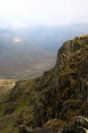 Looking steeply down to Mosedale