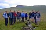 Enormous combined group: Olivia, Rich, Matt, Peter, Joanna, Dave, Sarah, Becky, Will, Andrew, Dave and Michael at the "summit" of Mungrisedale Common