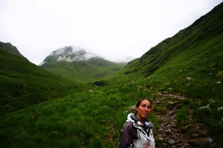 20050707-114804.jpg - Thursday: Marta in Coire Chònneachain heading up to climb Beinn Fhada