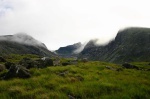 Mist rolls into the corrie over the Sgumain ridge - Sgùrr Mhic Choinnich just visible