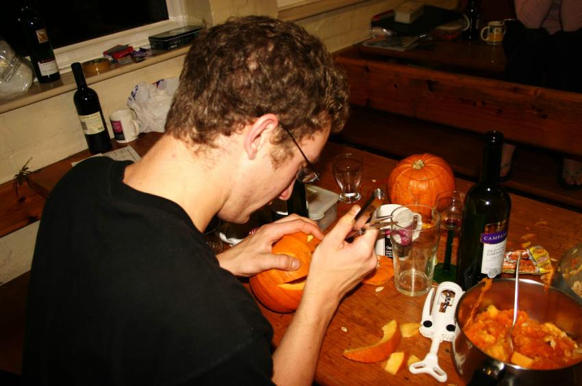 20051029-223758.jpg - Tom at work as pumpkin craftsman