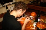 Tom at work as pumpkin craftsman