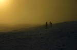 Hillwalkers in the mist