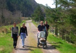 Chris, Roxy, Ben & Emilia, Jenny and Lee on a forestry track