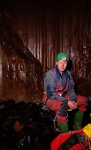Jim resting in the cavern at the foot of Bell pitch