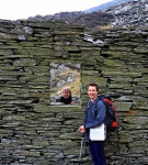 Shona and Steve at a ruined mine building on Moel Siabod