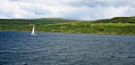 From the ferry: a sailing boat in the Sound of Mull