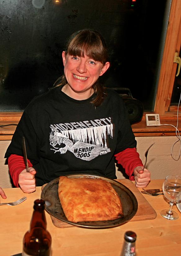 20121208-195157.jpg - Annie prepares to do battle with the Enormous Vegetable Pie