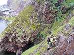 Scrambling up above the cave