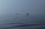 Paddlers in the mist