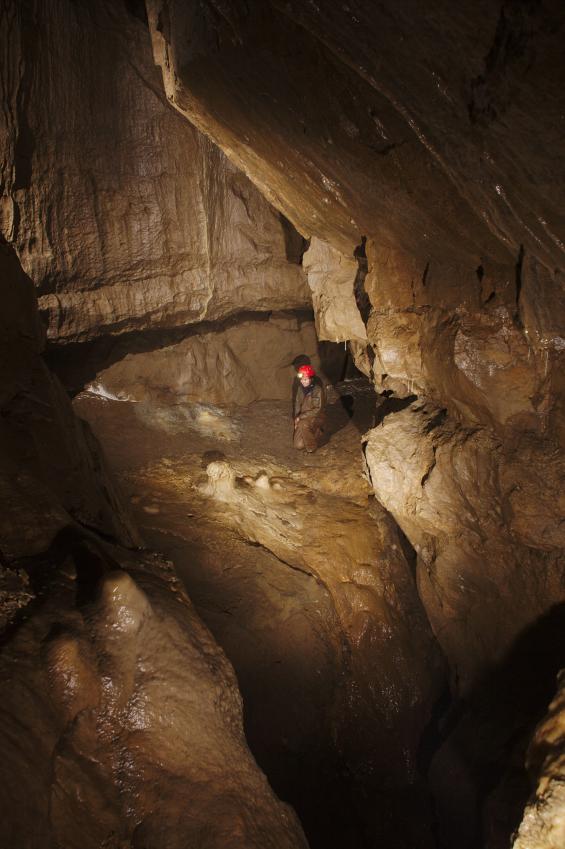 20191207-162350.jpg - Gwen examines the flowstone